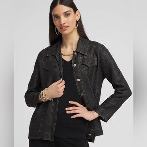 Chico's Charcoal Black, Travelers Textured Button-Up Jacket, 3